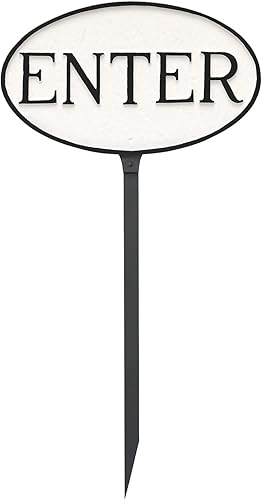 Montague Productos de Metal Enter Oval Césped Plaque, S, BlancoNegro
