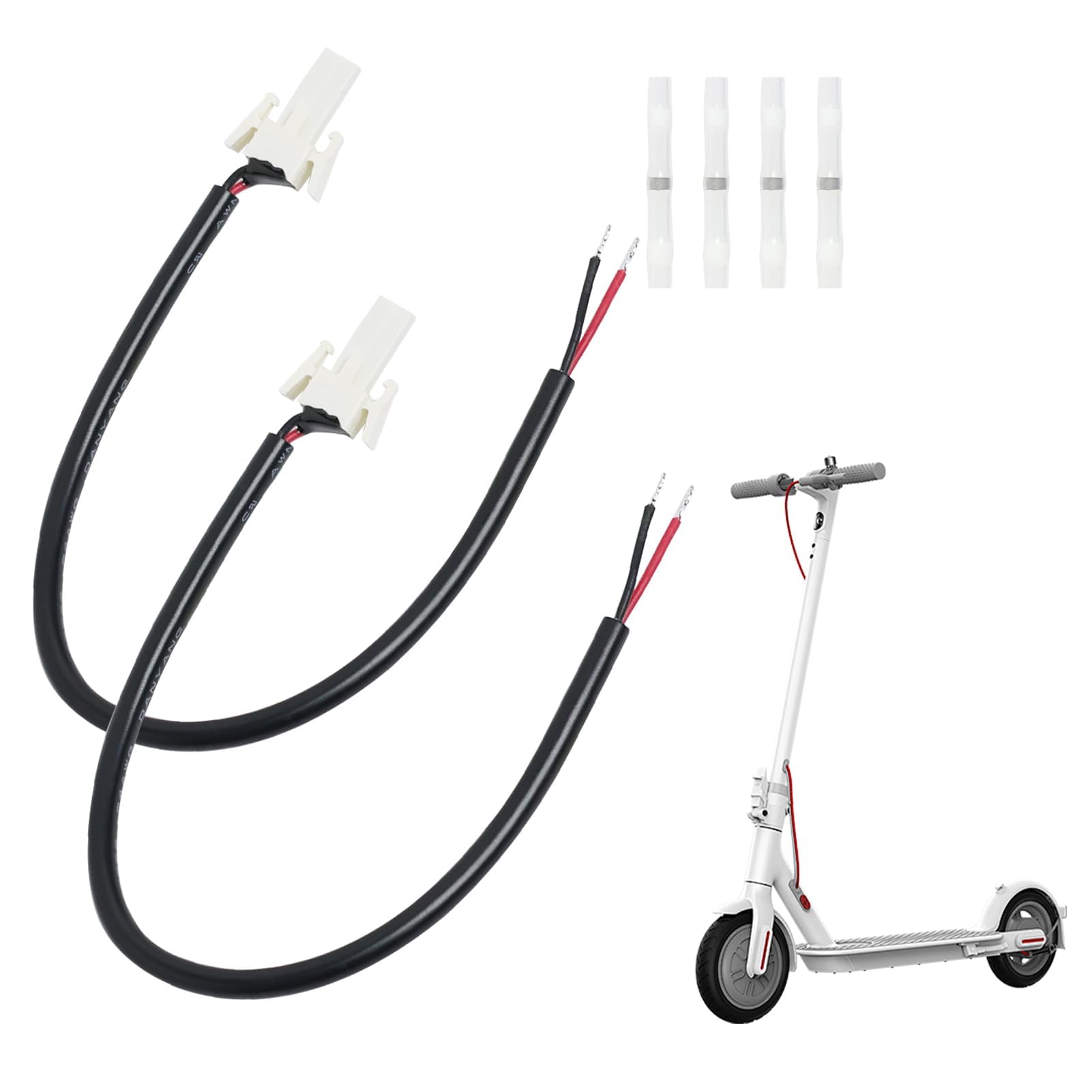 2 Cables de Luz Trasera Reforzados con Conector de batería y Freno para Guardabarros – Compatible con Patinete eléctrico Xiaomi M365, Pro2, Essential, Pro, 1S