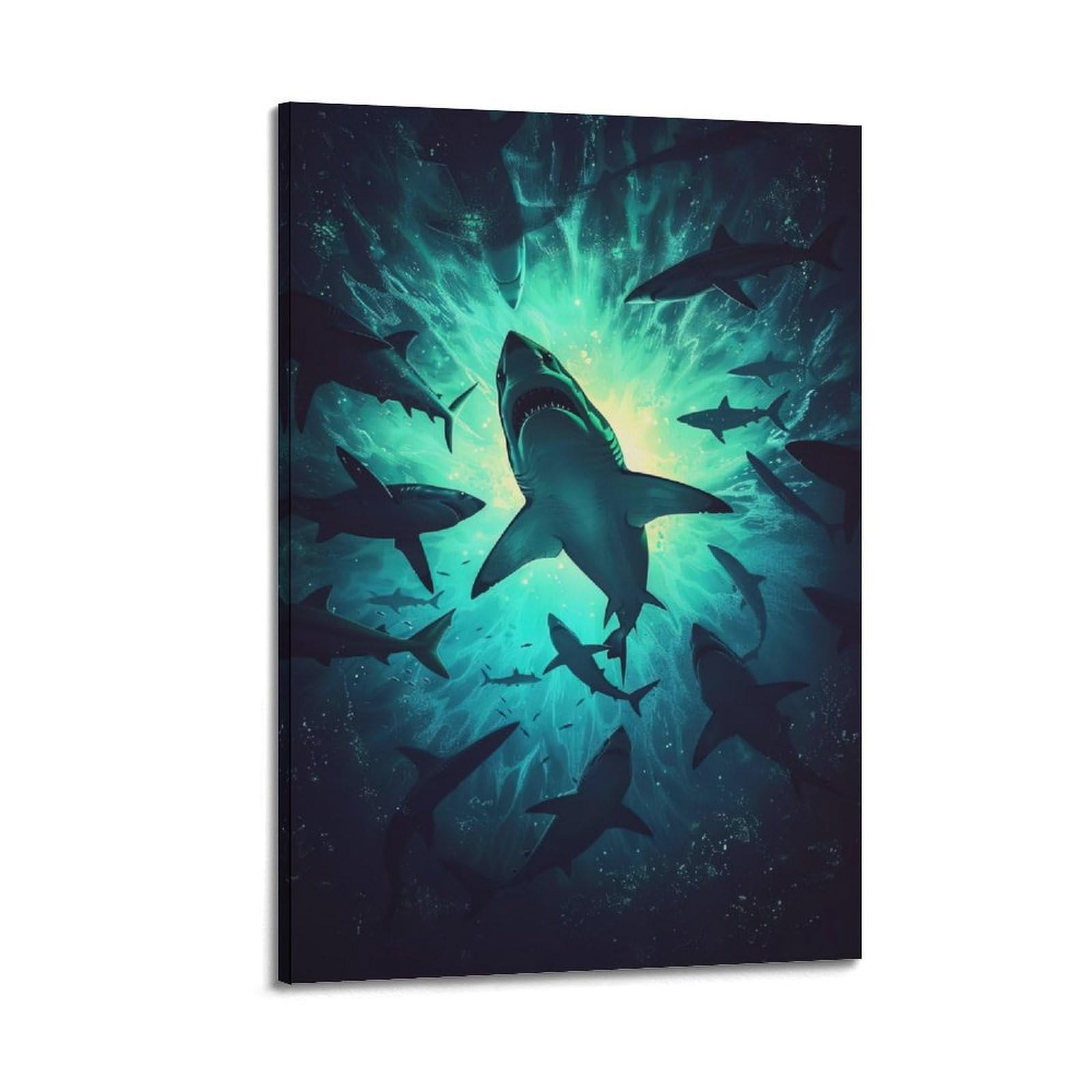 HUIYHB Animal Poster Sharks in The Ocean Artwork Poster Decorative Painting Canvas Wall Posters And Art Picture Print Modern Family Bedroom Decor Posters 20x30inch(50x75cm)