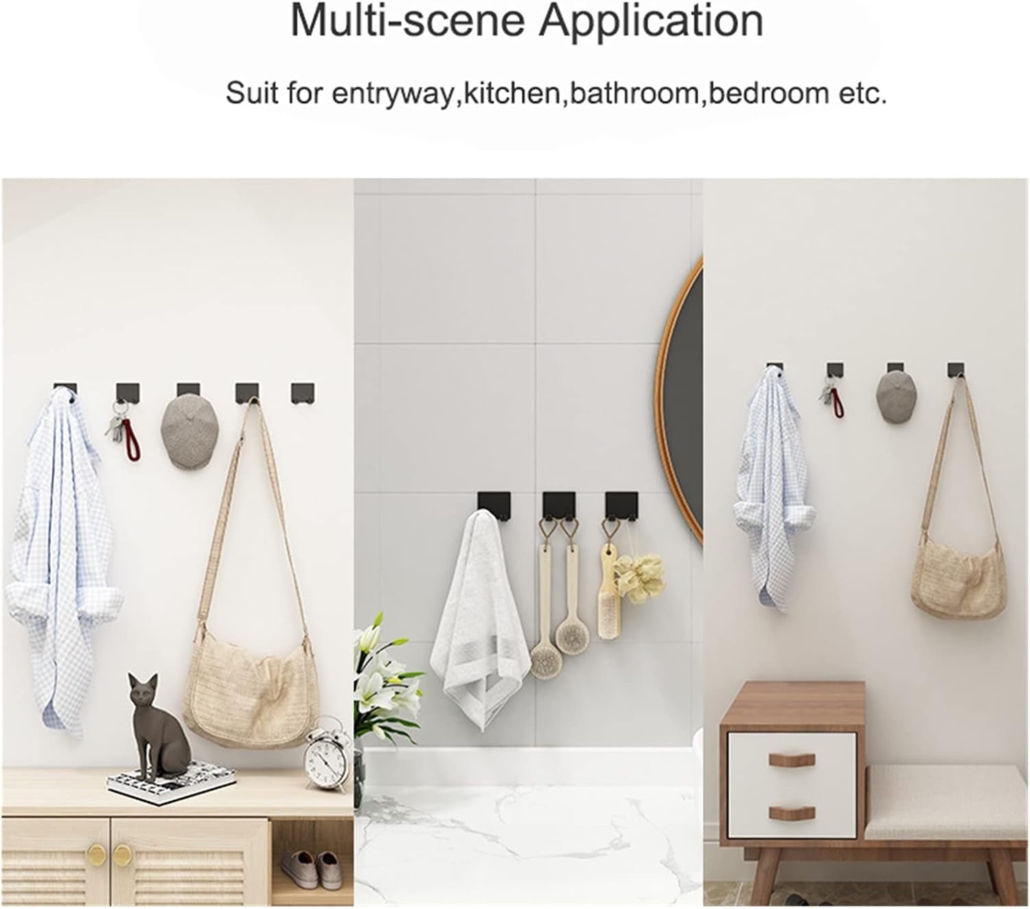 Multipurpose Self-Adhesive Towel Hook Hanger Bathroom Wall Hook Modern Kitchen Cabinet Storage Accessories Wall-Mounted Kitchen Rack