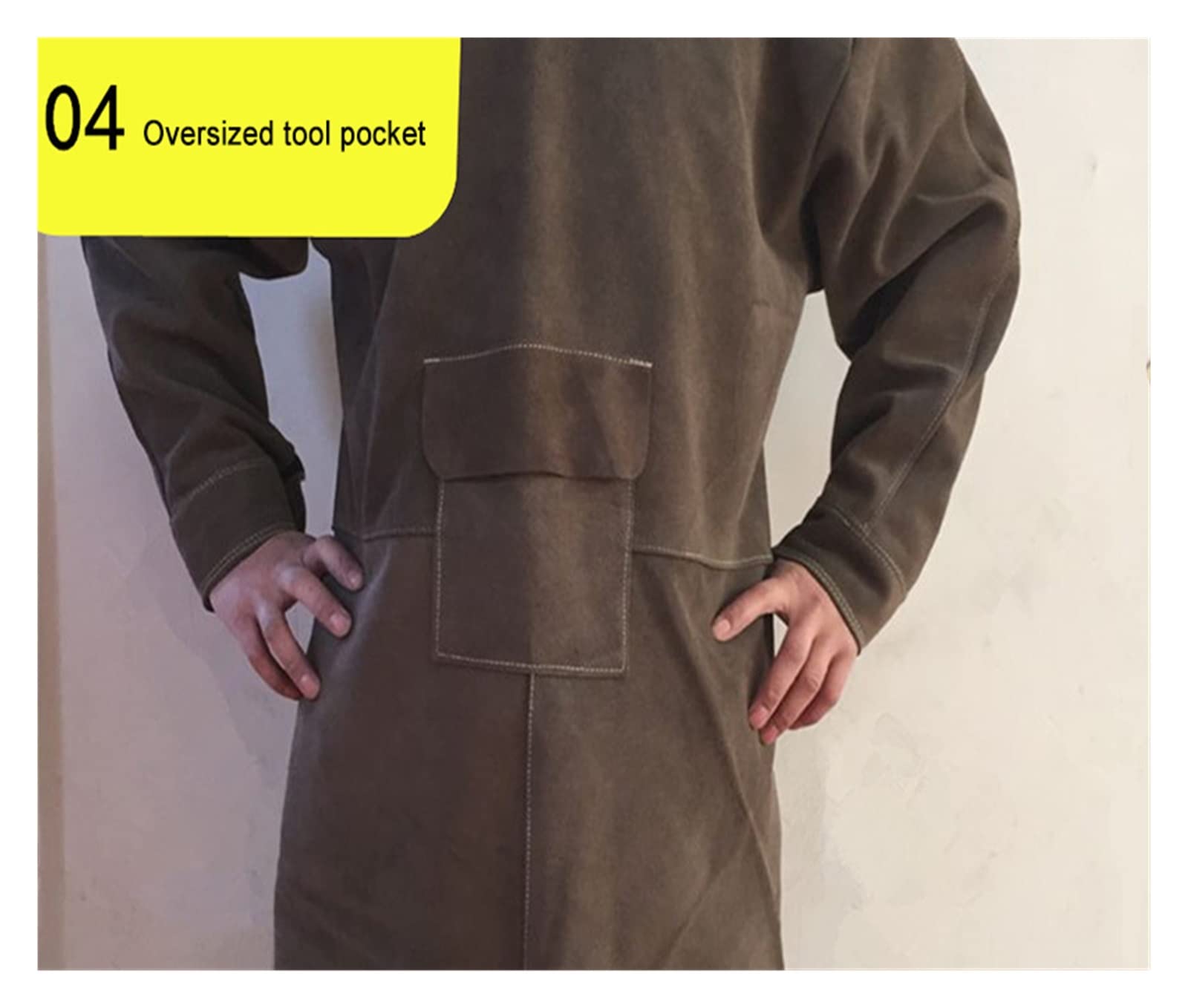 Soldador de cuero ropa soldadura llamadas soldador retardante en general siam del delantal traje protección metal líquido(Yellow stand collar,L)