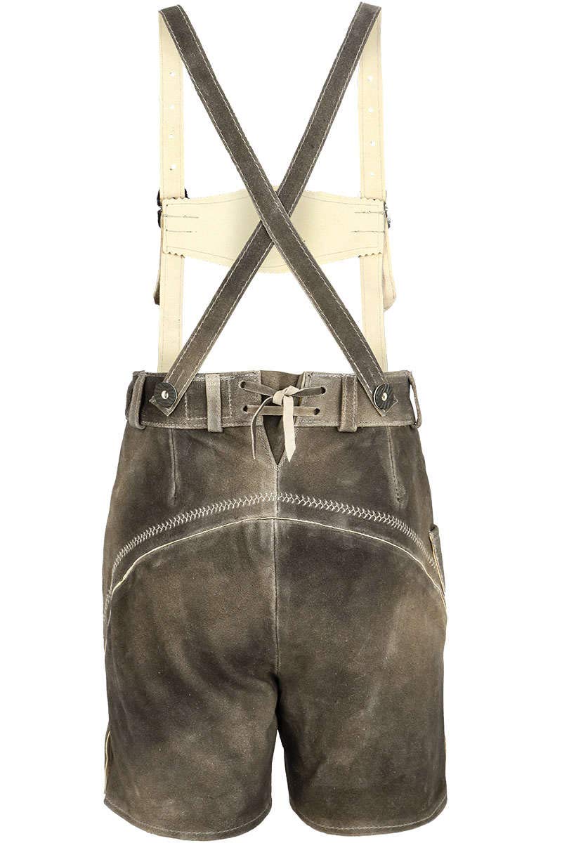 Isar-Trachten Jungen Besticke Kurze Lederhose für Jungs und Mädels Schiefer Bestickt, Schiefer (braun), 92