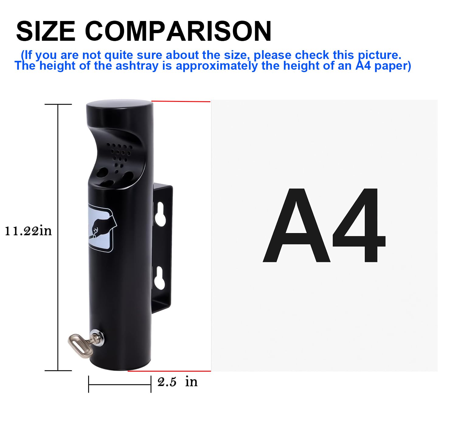 Amazon.com: Wall Mounted Outdoor Cigarette Butt Receptacle, Stainless Steel  Cylinder Wall Mounted Ashtray（Black） : Industrial & Scientific