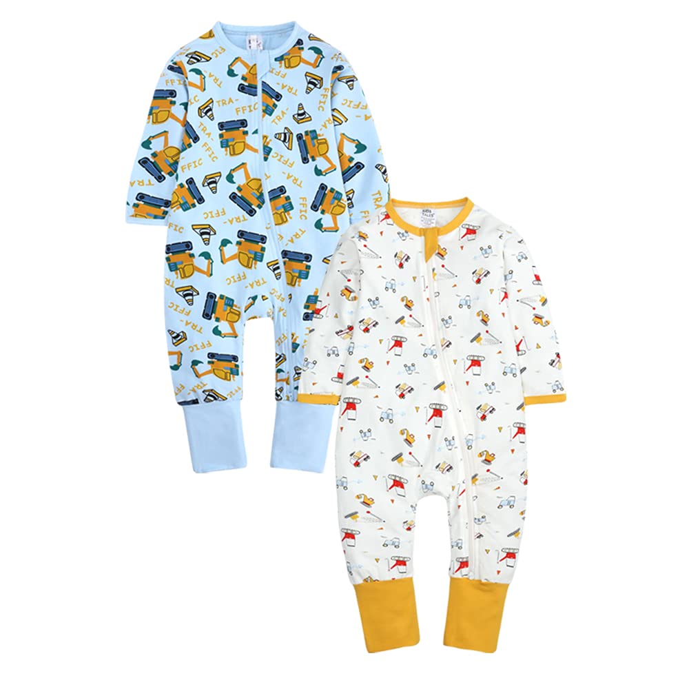 Kids Tales Baby Footed Zipper Romper Infant Long Sleeve Pajama Sleeper Cotton Graphic Bodysuit