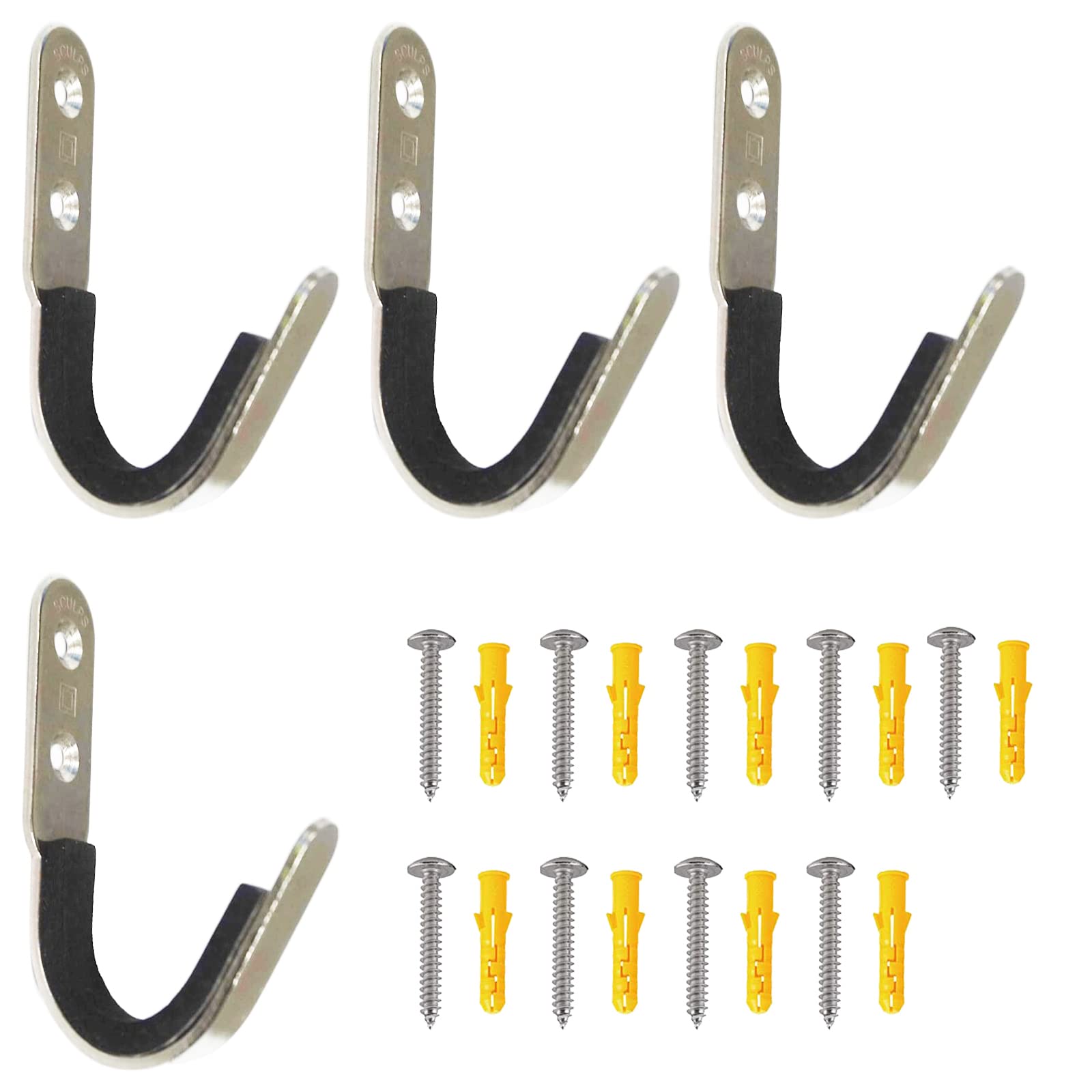 4 Pack Heavy Duty Sword Wall Mount - Display Rack Stand Hook Hanger - Holds 2 Swords - Felt Protection - No Rust, No Scratching - Easy Install, Sturdy