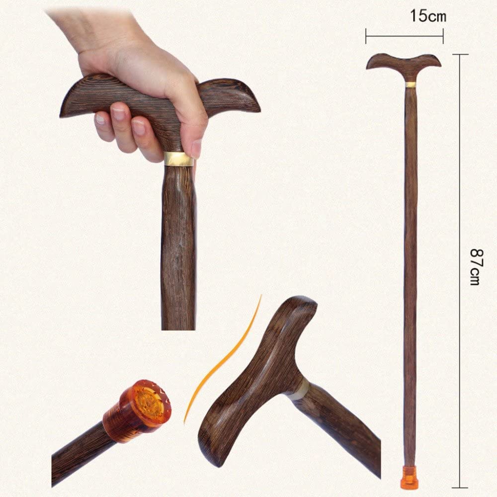 Bastón de Madera para Ancianos, muletas, Bastones para Caminar, Madera Natural Pura, Grifo-wengué. Ideal para Hombres o Mujeres con un Estilo de Vida Activo al Aire Libre. Es Muy a