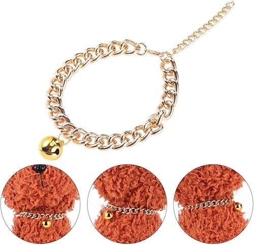 Miniatura 4 de Perro pequeño con campana de moda prémium para bulldog francés, cachorro, gato, accesorio para mascotas, cadena para perro, collar de oro para