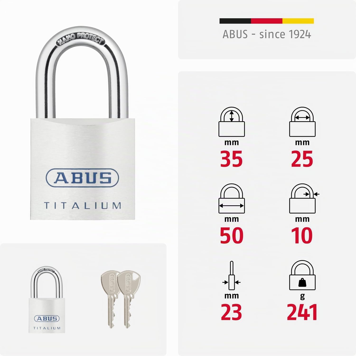 Abus 269448 80ti/50 50 mm Titalium Cadenas Cardé