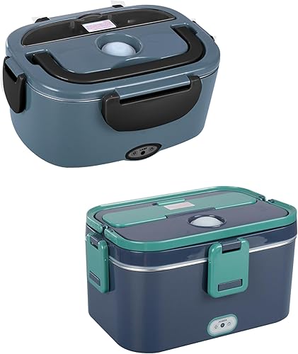 Fiambrera eléctrica de 1.5 L y 1.8 L, contenedor calentador de alimentos, lonchera 3 en 1 para cochecamióntrabajo con compartimento de 0.45 L,