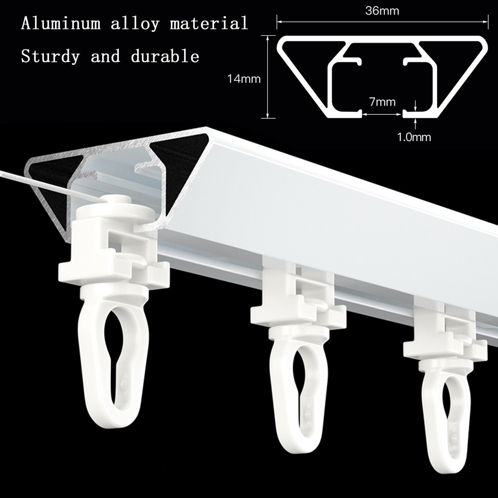 Regulowany, wytrzymały zestaw szyn do zasłon marszczonych, 1 m-6 m, aluminiowa szyna do montażu sufitowego, łatwa instalacja i gładkie zasłony przesuwne, idealne do dekoracji domu i biura.