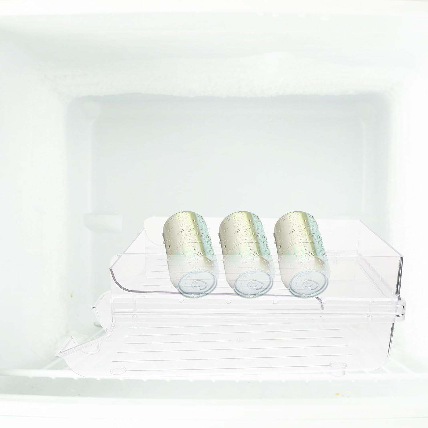 Healifty Beverage Can Organizer and Drink Dispenser Large Rolling Soda Holder Household Fridge Storage Rack for Kitchen and Freezer