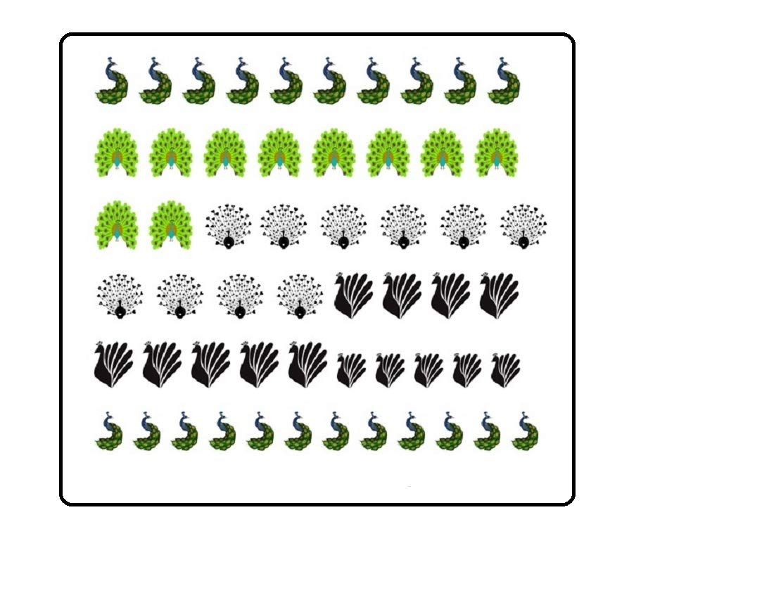 Peacock Collection (Peacock Nail Art Decals c1 1cm)