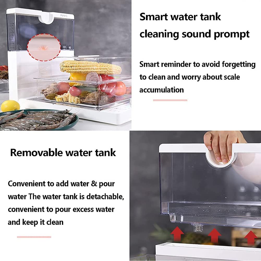 Vaporiera Elettrica H.Koenig VAP12 12L - Acciaio Inox, 3 Cestelli Impilabili, Timer 60min, Per Verdure/riso/pesce - Foto 4