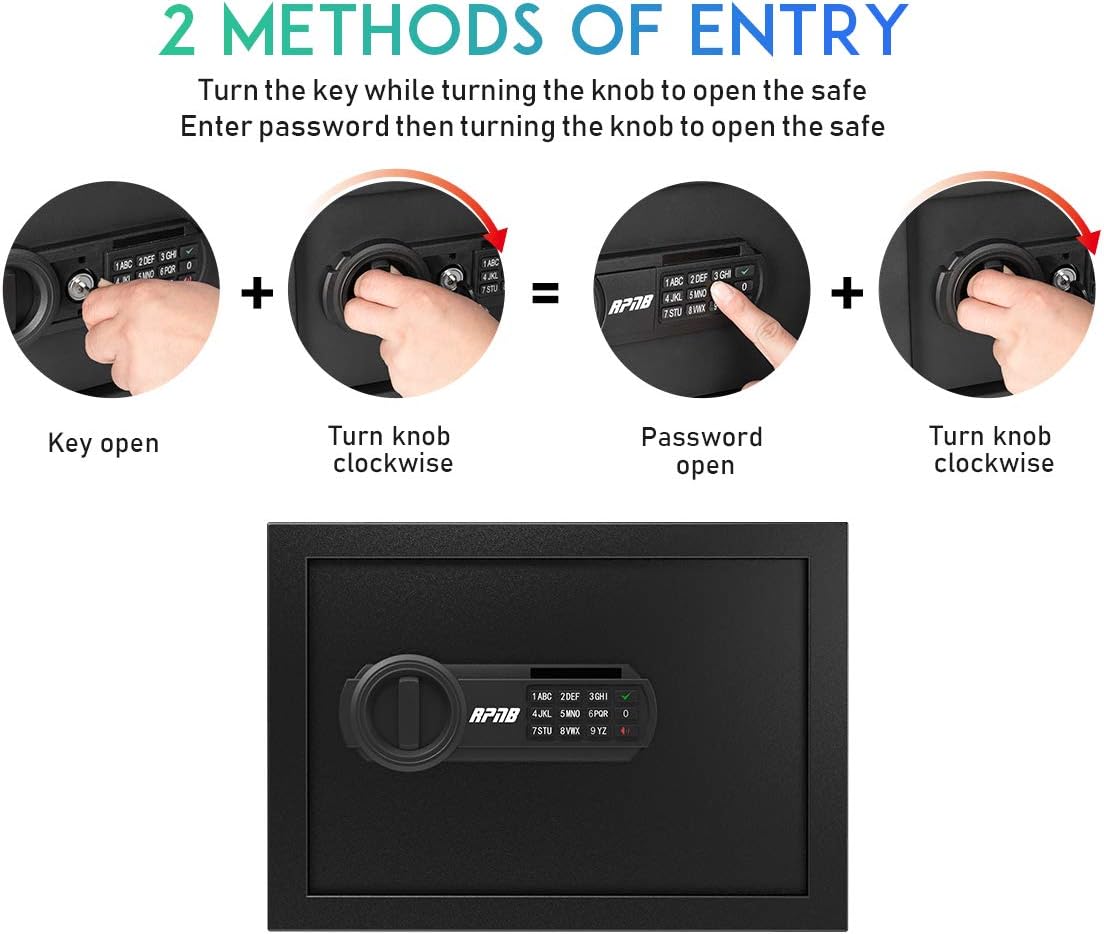 Flash Deals - 50% OFF RPNB Deluxe Safe and Lock Box,Money Box,Digital Keypad Safe Box,Steel Alloy Drop Safe, Keypad Lock,Perfect for Home Office Hotel Business Jewelry Gun Cash Use Storage,0.5 Cubic Feet