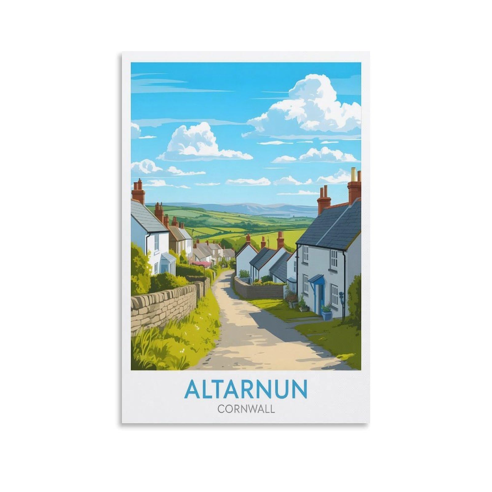 EZMLFA 5D Diamond Art Kits for Beginner,Altarnun Cornwall,Beginners,DIY Full Round Drill Diamond Dot Gem Art Kits for Adults,Crafts for Decor 40x40cm