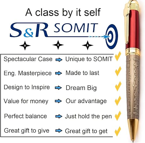 Miniatura 7 de S&R Somit Luxury Trio - Tres bolígrafos elegantes con caja de regalo brillante plateado-negro, rosa dorada y oro rojo, gran juego de bolígrafos