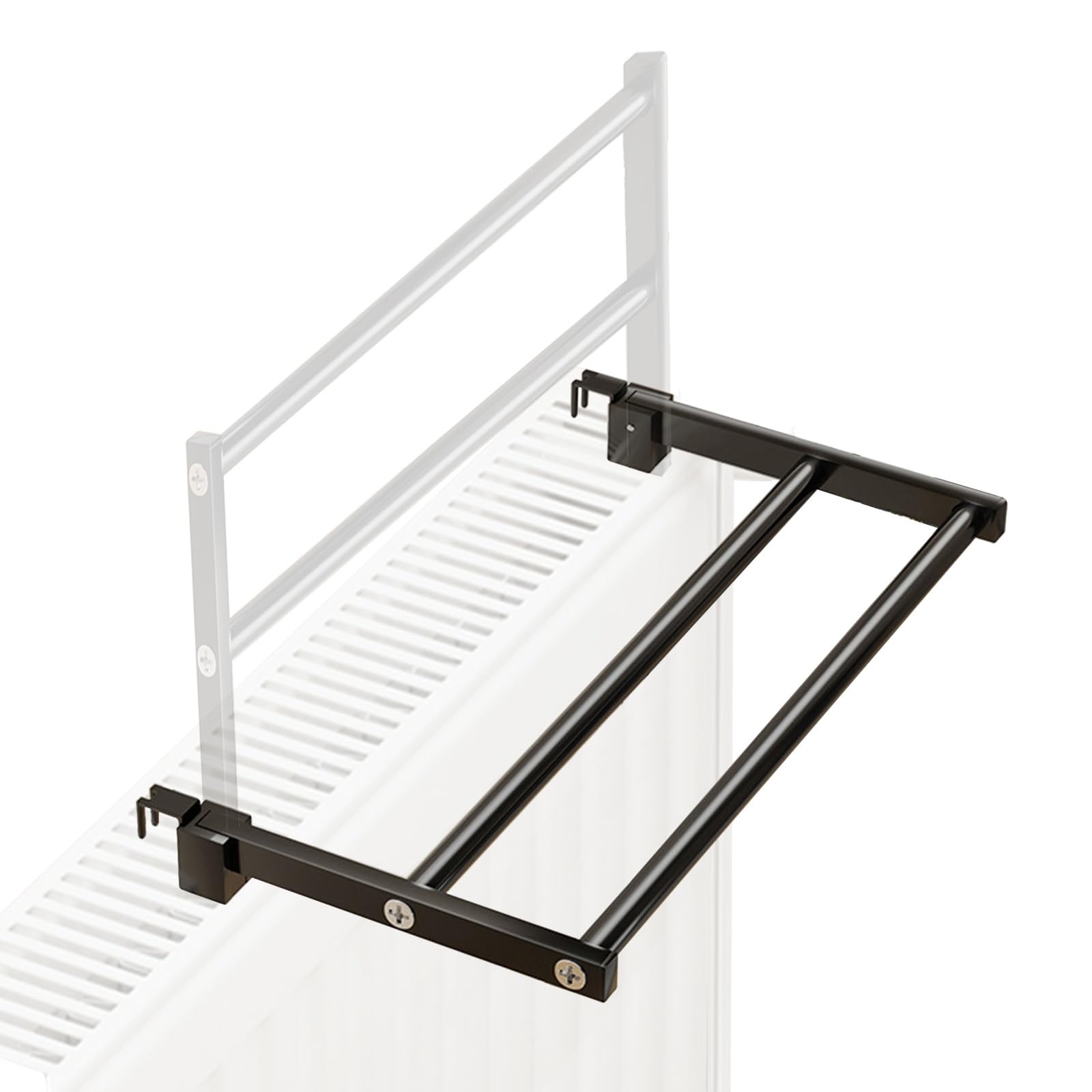 Porte-serviettes pour radiateur réglable en acier inox noir mat