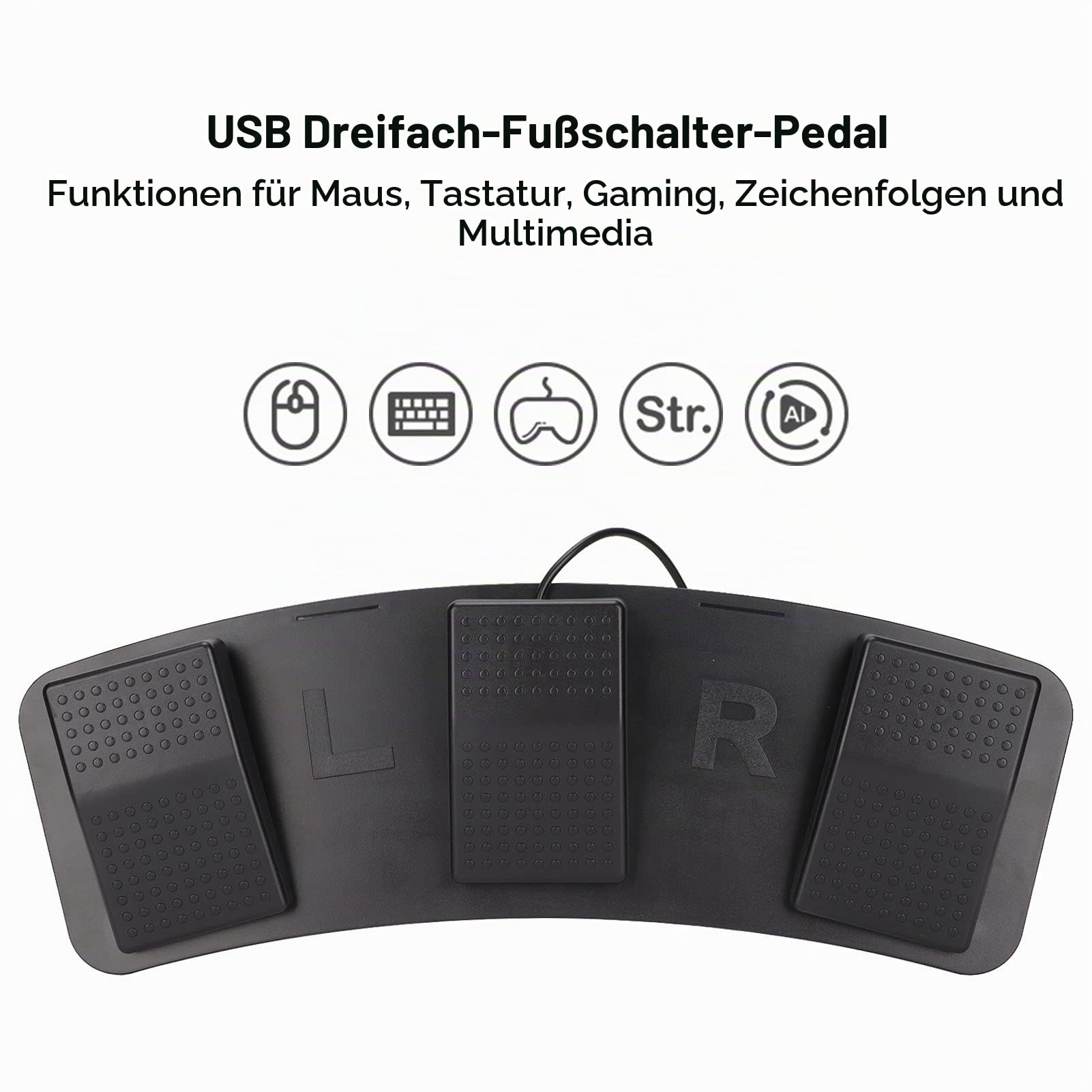 USB Triple Foot Pedal Optical Switch Control, Multifunktionales Ergonomisches Triple Foot Switch Pedal Zum Spielen von Spielen Factory Testing Computer Keyboard Mouse Game((Lichtschranke))