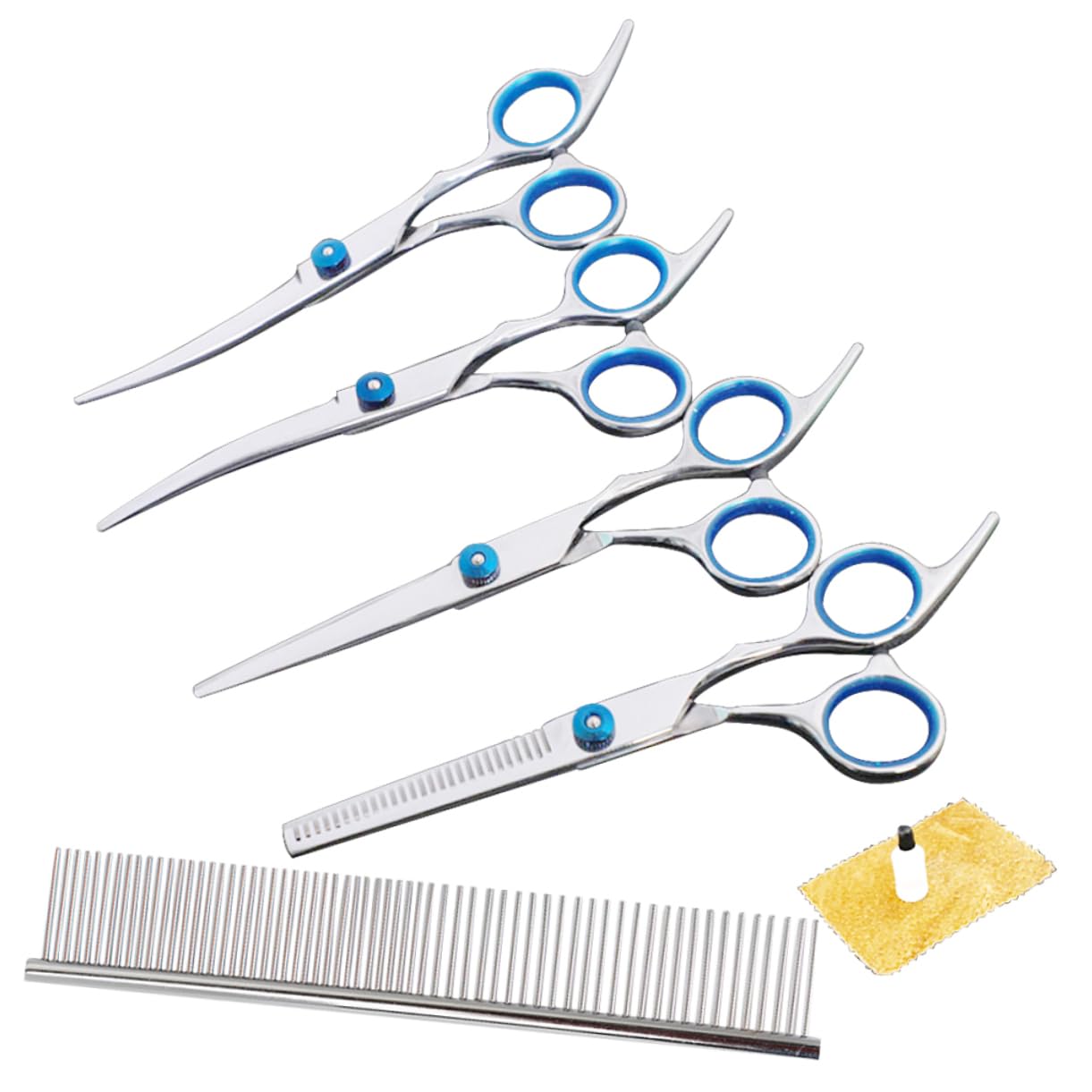 POPETPOP 8pcs Pet Hairdressing Scissor Set Durable Hair Cutter for Cats and Dogs Portable Hair Styling Tools Lightweight for Home and Professional Use