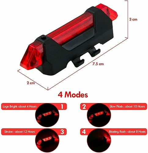 Miniatura 3 de Luz trasera LED de bicicleta para montar por la noche bicicleta lámpara recargable por USB luz trasera para bicicleta luz trasera impermeable para