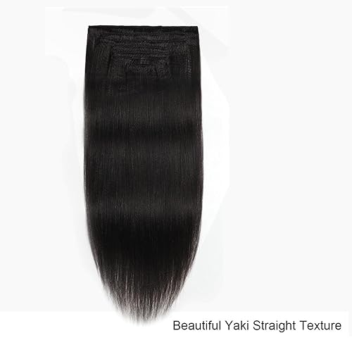 Miniatura 6 de Anrosa Yaki - Extensiones de cabello humano Yaki con clip, extensiones de cabello humano Yaki con clip, para afroamericano, cabello lacio Yaki,