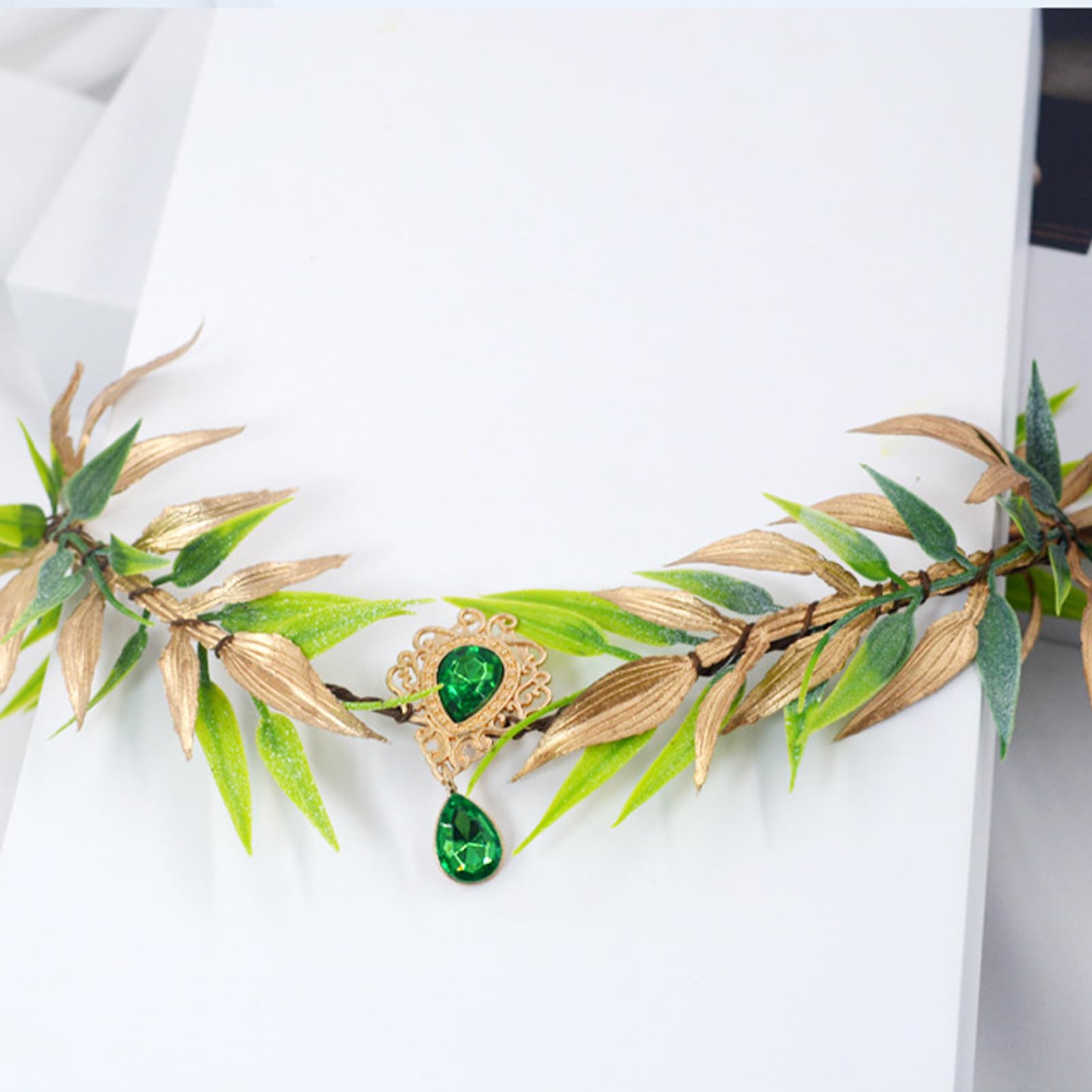 Fee Kopfschmuck - Grüne Renaissance Tiara Göttin Cosplay Stirnband Fantasie Haarschmuck für Erwachsene Frauen Mädchen Renaissance Faire Festival Halloween Party Hochzeit Fotoshooting