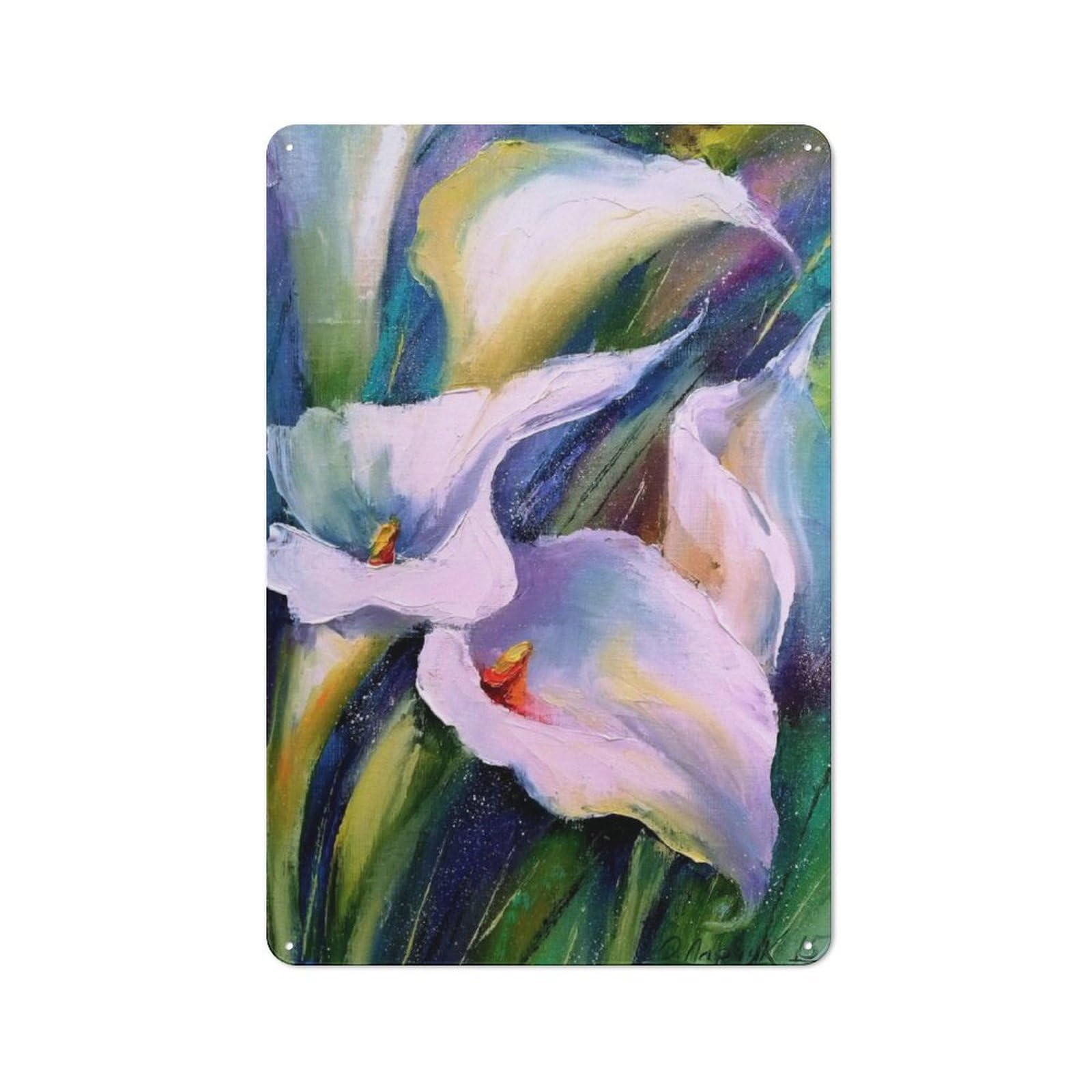 Junmoney Lilies Retro Metal Wall Sign 30X20cm With For Garage Wall, A Decorative Metal Sign For Garages And Workshops