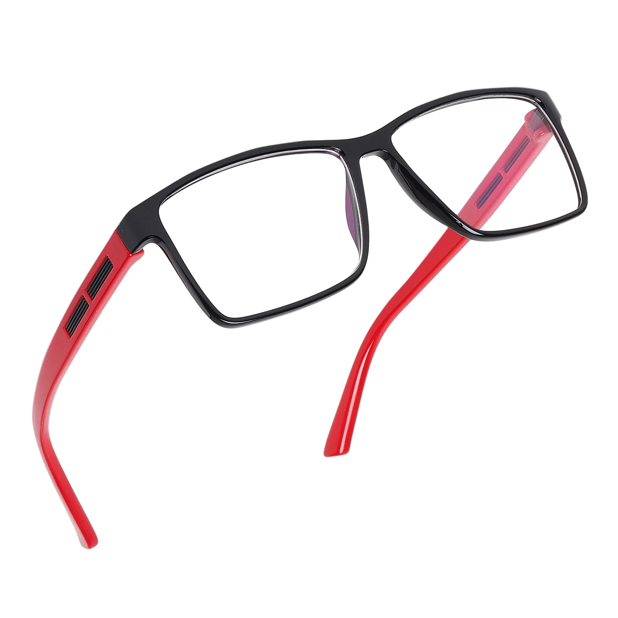 Dervin Clear Lens Rectangular Spectacle Frame for Men and Women (Medium) (Red-Black) - Image 5 thumbnail