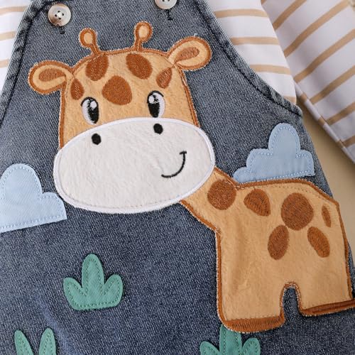 Image of Baby Boy Clothes Newborn Long Sleeve Romper Cartoon Animal Jeans Suspender Overalls Jumpsuit Fall Outfits 0-18 Months