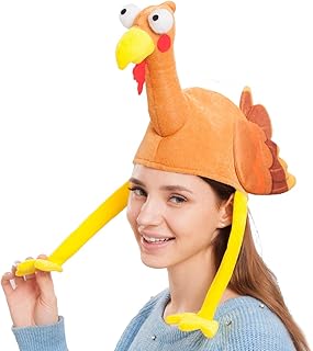 Spooktacular Plush Turkey Gobbler Hat with Long Neck for Happy Thanksgiving Party Costume, Outfit and Dress