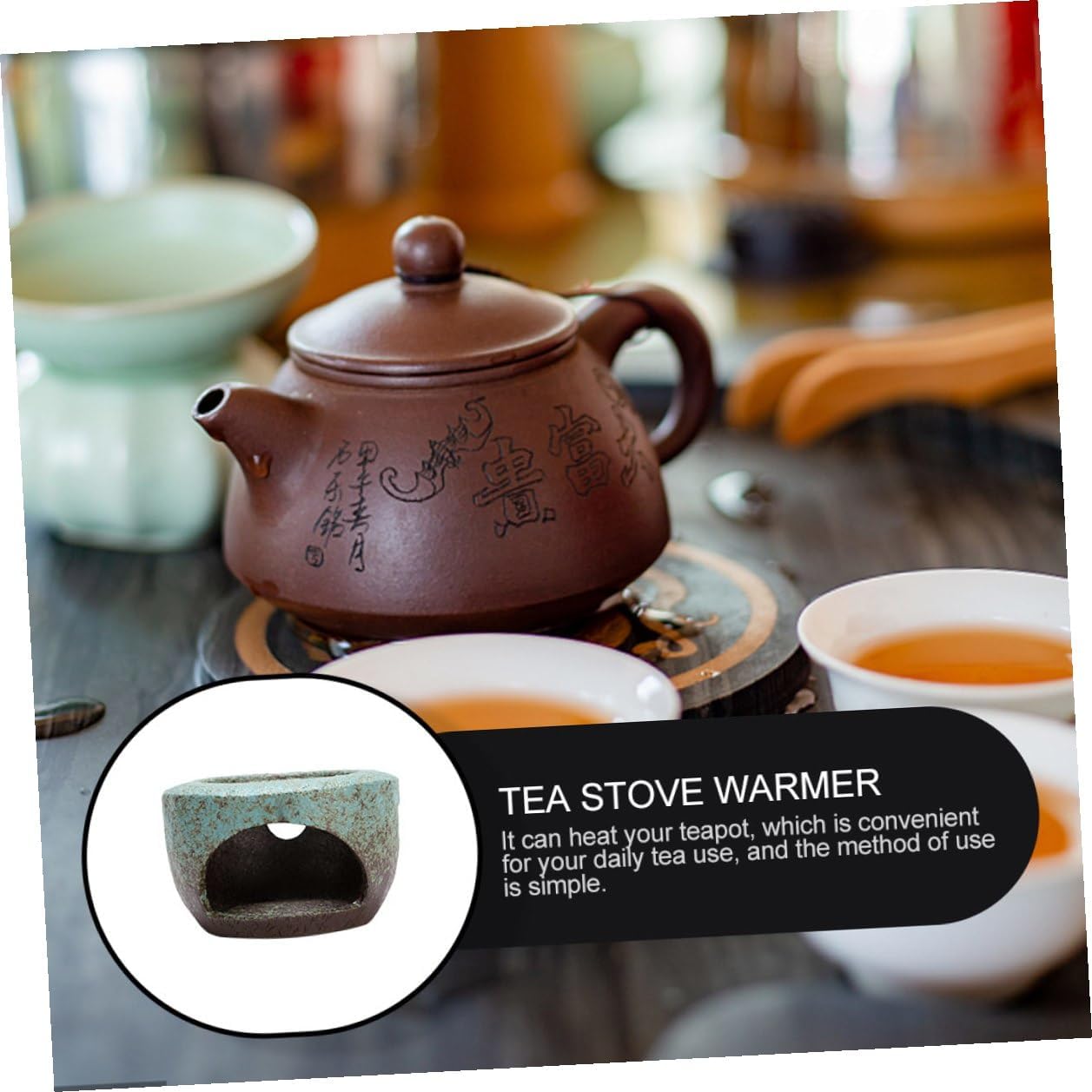 Japanese-Style Ceramic Teapot Warmer Heating Base Tea Heater Accessory for Home Office Tea House Compact and Decorative Warmer Tool