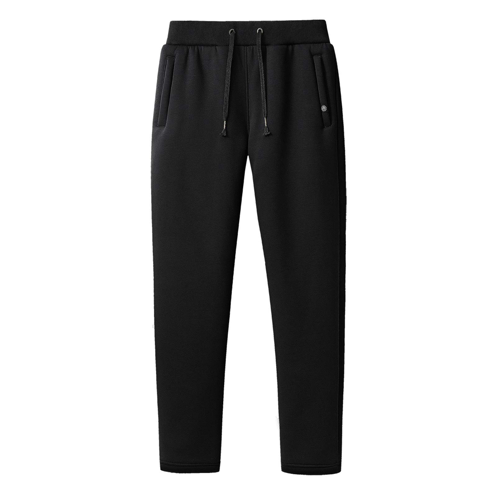 Herren Winter Sherpa Fleece Jogginghose Thermo Laufhose Lang mit 2 Reißverschluss Taschen (S-6XL, 2 Arten von Unten)