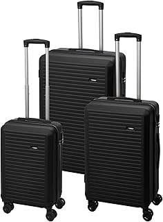 Well Home Juego de 3 maletas de 20'' 24'' y 28'' de ABS en color negro con ruedas giratorias