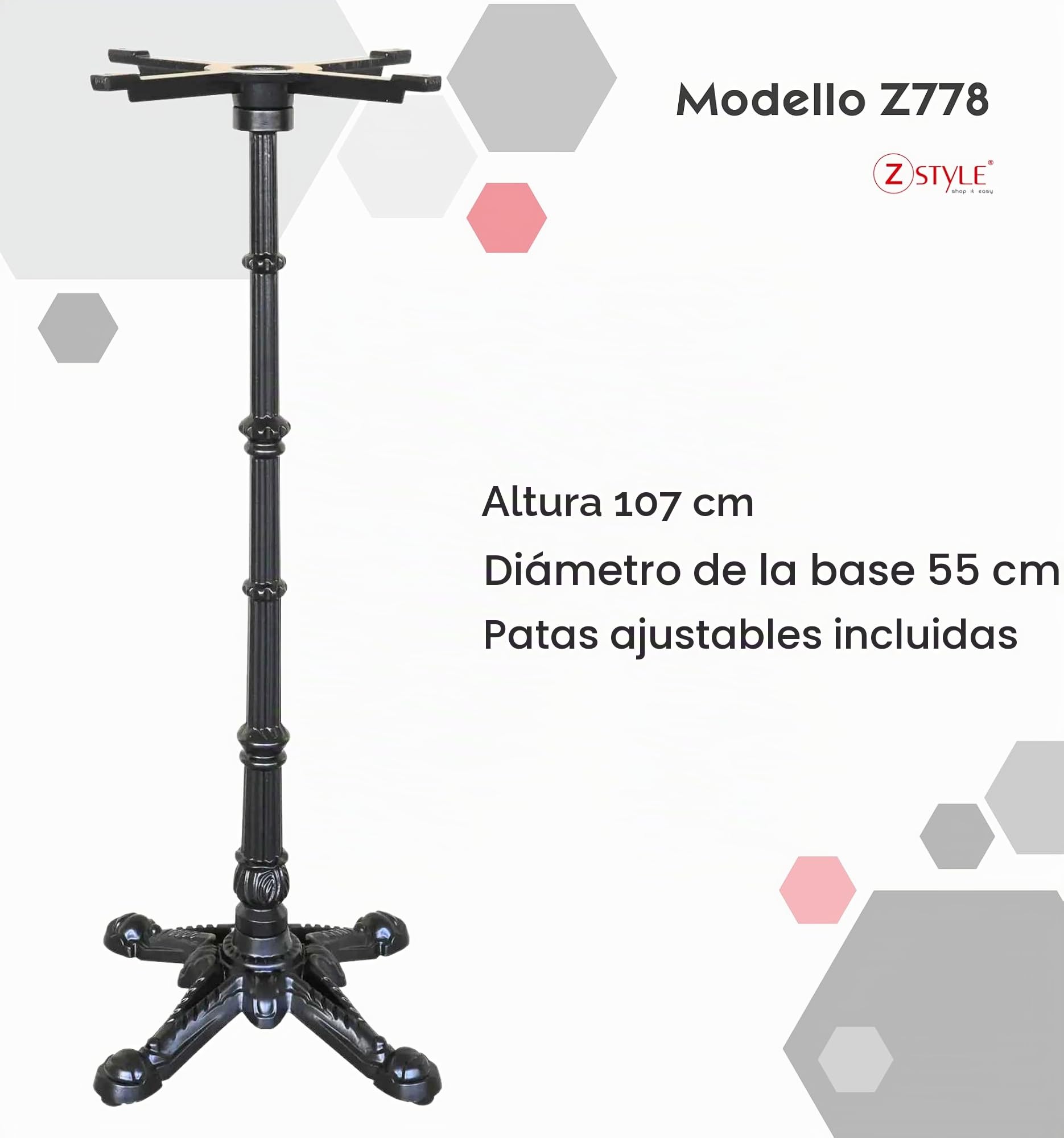 ZStyle Base para mesa – Pie central – Mesa de hierro fundido – Para bares, bistrós y restaurantes – Catering – Pata de León (Z778: Ø 55 x H 107 cm)