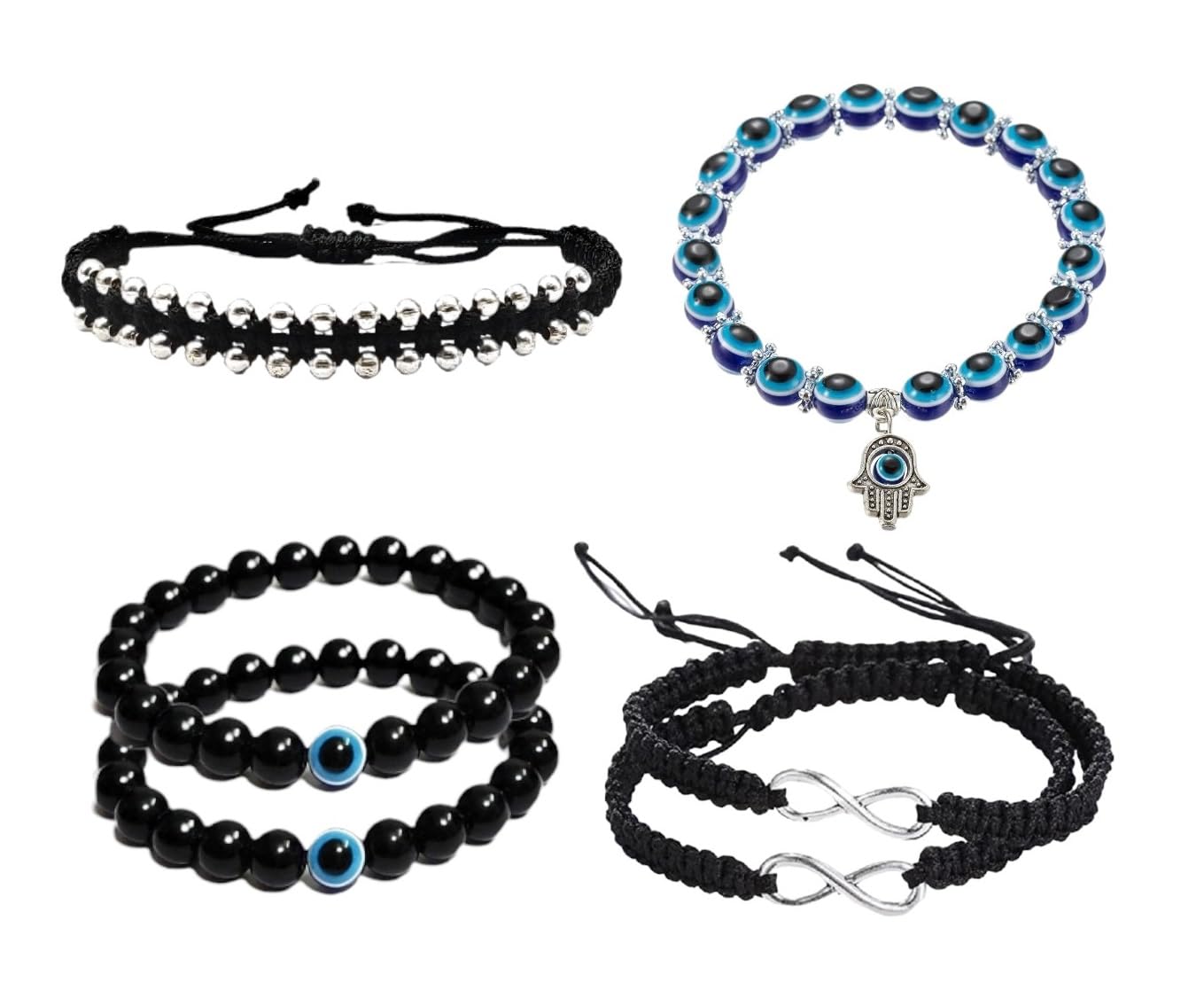 BLACK THREAD Jewellery 30 Ball Bracelet| 8 MM Evil Eye Hand Charms Bracelet | Infinity Black Dhaga | Black Moti Evil Eye Bracelet| Women,Men,Girls & Boys 6 PIECE COMBO (BT GIRLS BRCT 014) (B0DDWBBV6T) Amazon Price History, Amazon Price Tracker