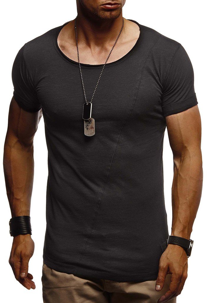 Leif Nelson Camiseta para Hombre con Cuello Redondo LN-8209