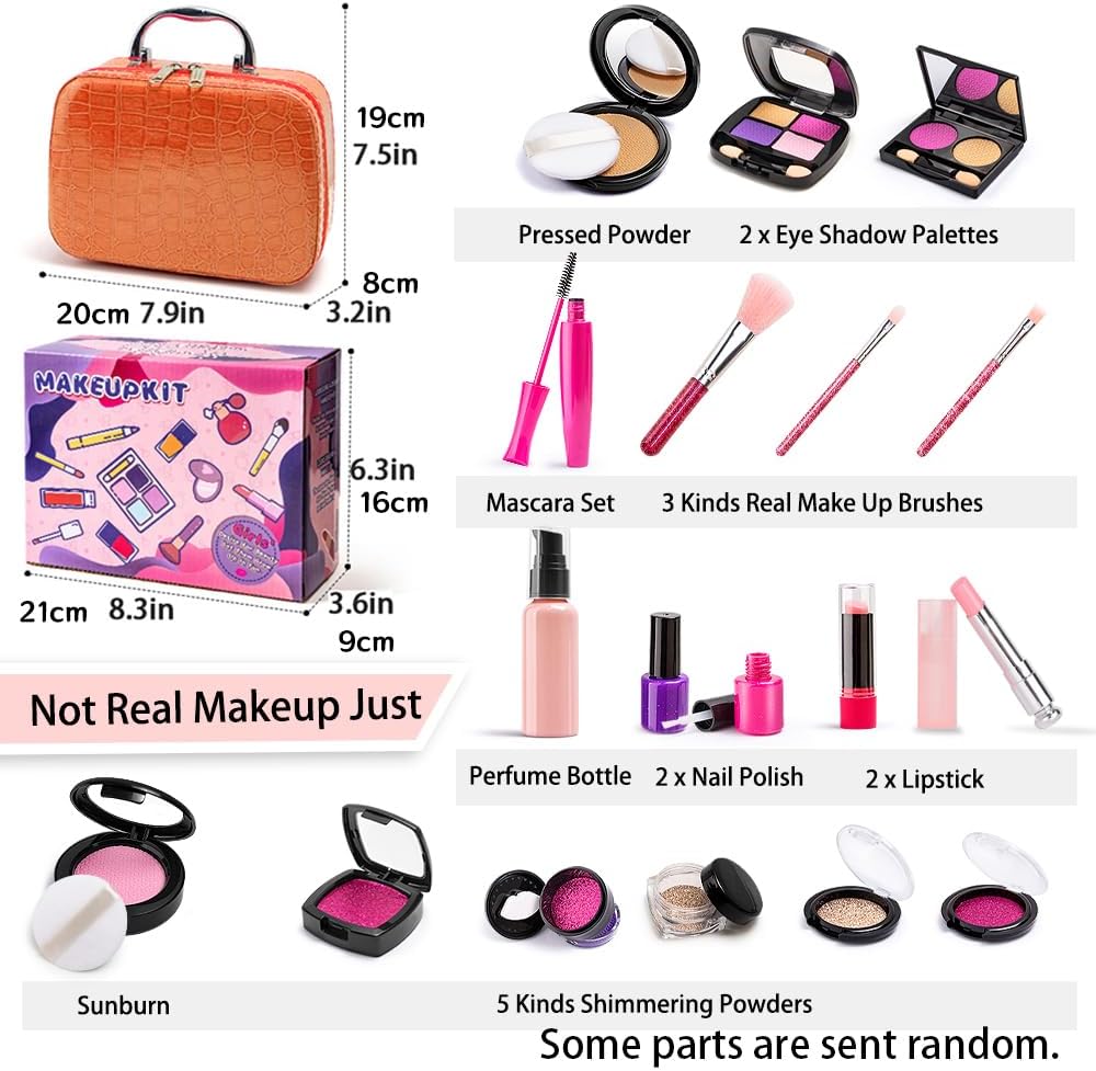 Kids Makeup Kit for Girls - Pretend Play Makeup Set with Bag, Makeup Set Toy for Little Girls,Beautiful Christmas Birthday Gift for Kids Age 3+ (No Real Makeup) - Image 2