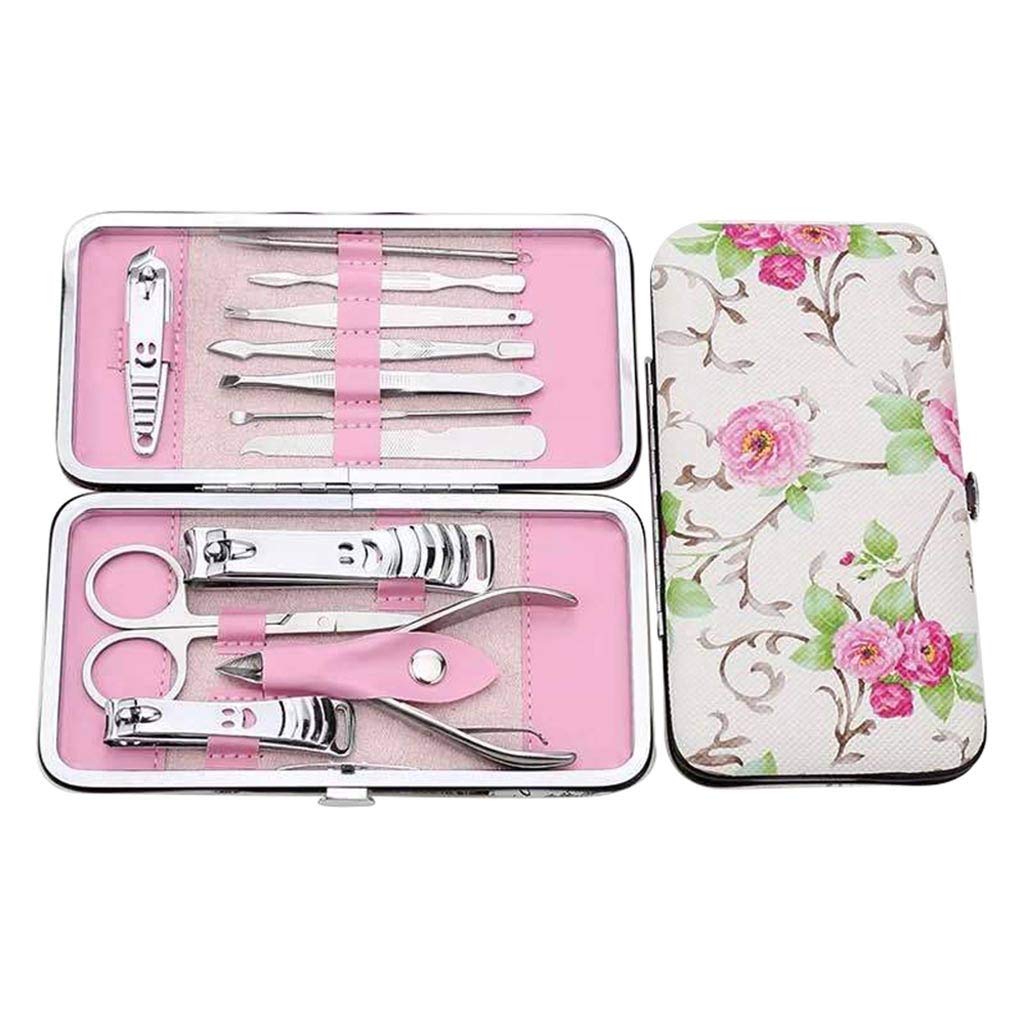 12pcs lot Manicure Set Professional with Case Stainless Steel Nail Clipper Cutter Trimmer File Scissor Pedicure Kit Toe