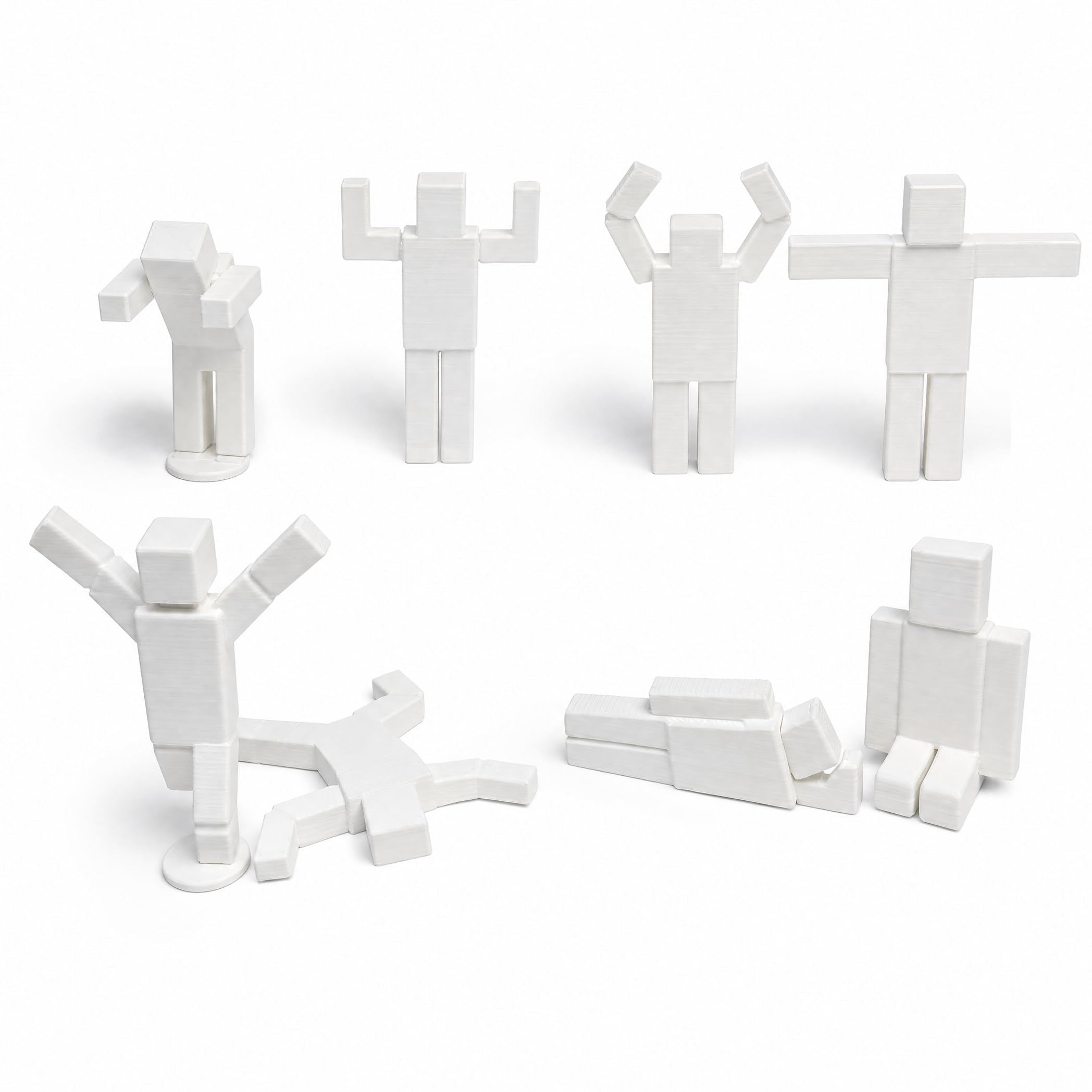 8 Paintable Mecha Chameleon 3D Printed Figures, Unpainted 3D Mecha Chameleon Blank DIY Human Figures, Multi Poses White PLA, 1.37 to 3.75 in for DIY Art and Family Games (#B)
