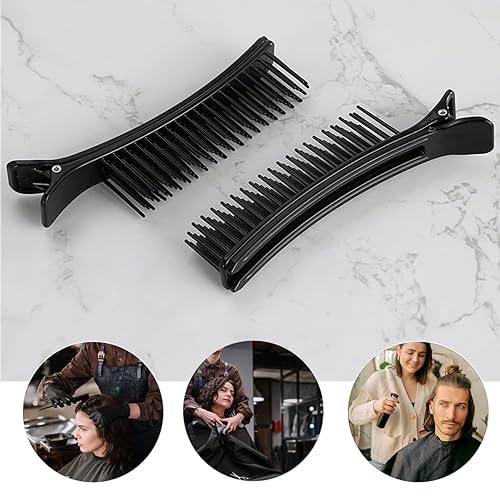 Miniatura 6 de 4 pinzas para el cabello de seccionamiento profesional, pinzas de corte de pelo, pinzas antideslizantes para el cabello, peine para peluquería