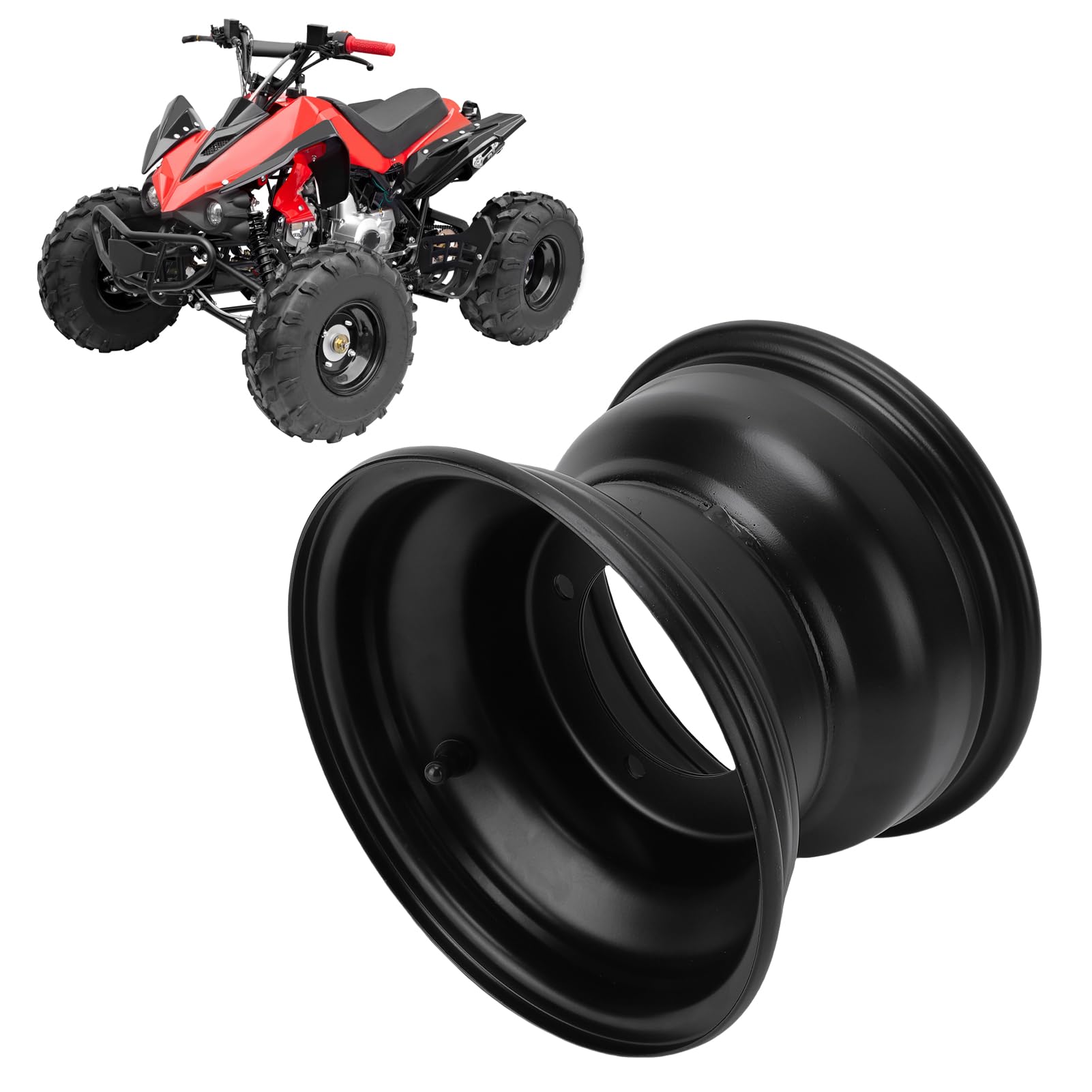 Cerchione ATV da 8 Pollici, in Metallo Ad Alta Resistenza per Cerchione da 8 Go Kart 18X9.50, per ATV Go Kart Carrelli da Veicoli Fuoristrada (4 fori)
