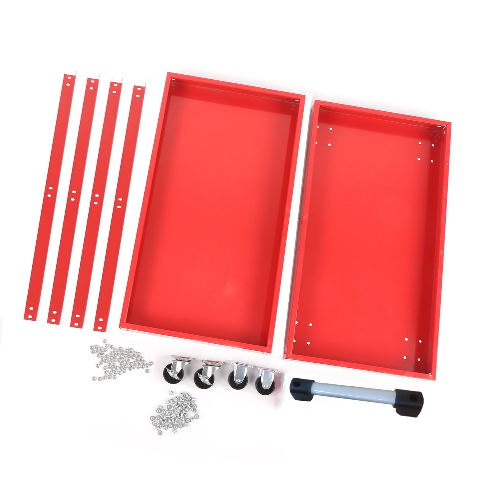 Carrello Portautensili di Servizio con 2 Vassoi, Carrello Multiuso con Rotelle Durevole per Officina di Riparazione Auto, Organizer Mobile per Attrezzi, Acciaio Laminato a Freddo, 1 unità
