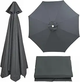 Capa de tecido para guarda-sol de jardim, guarda-sol de poliéster para 6 braços/8 braços, pano de substituição anti-ultravioleta para mesa de quintal, jardim, praia, quintal (cor: cinza, tamanho: 270
