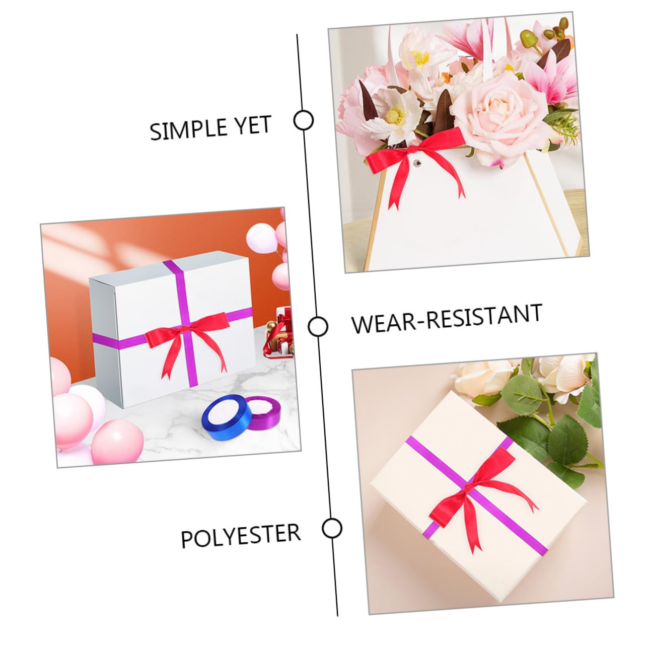12 Rollen Farbige Satinbänder Breit Vielseitige Dekobänder für Geschenkverpackung Bastelarbeiten und DIY Dekoration Strapazierfähiges Polyester für Schleifen und Kreative