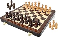 Vista 1 de House of Chess - Juego de ajedrez de viaje plegable magnético de madera de 12 pulgadas - 2 caballeros adicionales, 2 peones adicionales, 2 reinas