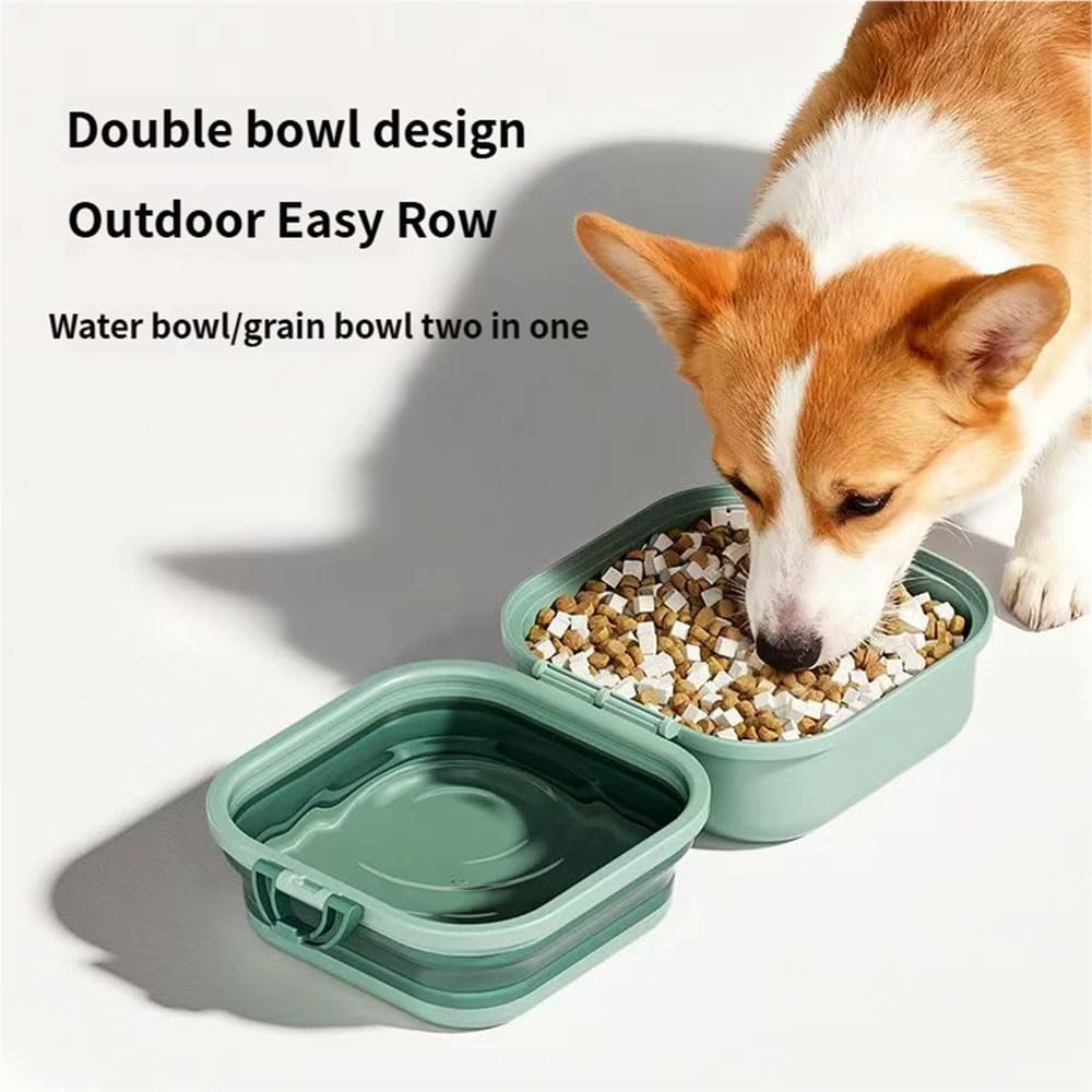 Ciotole da viaggio pieghevoli e portatili progettate per Belgian Malinois- Set di due ciotole pieghevoli in silicone con manico e contenitore, conformi agli standard di sicurezza alimentare. 3 L