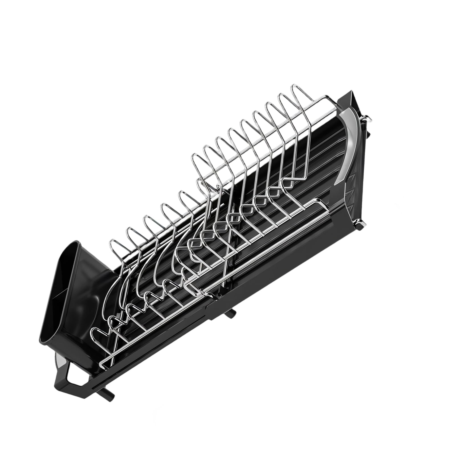 Msioytog Expandable 2 Section Drainer Featuring Detachable Utensil Holder for Compact Kitchen Countertop Space Efficient Design Kitchen Countertop Drying Rack