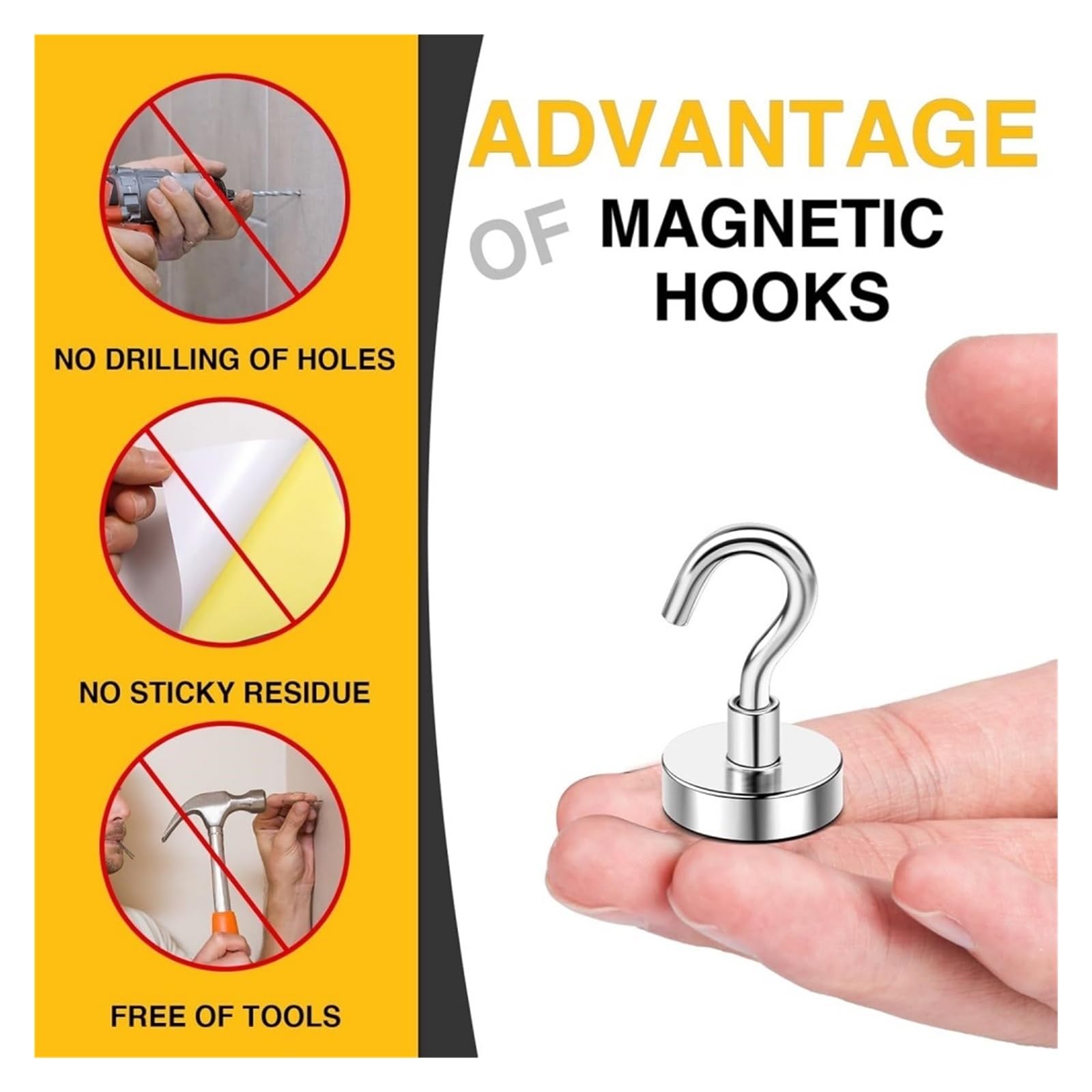 Generico Compatibile con ganci magnetici resistenti da 150 libbre, gancio magnetico in neodimio terre rare, supporto for appendere(20 pcs)