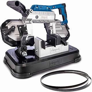 Scheppach MBS1200 Scie à ruban à métaux | 2 rubans supp. | 1100W | Hauteur de coupe jusqu'à 127mm & coupe de tubes jusqu'à Ø80mm | Table de travail amovible | Lumière LED | Vario-Speed 0,7-2,4 m/s