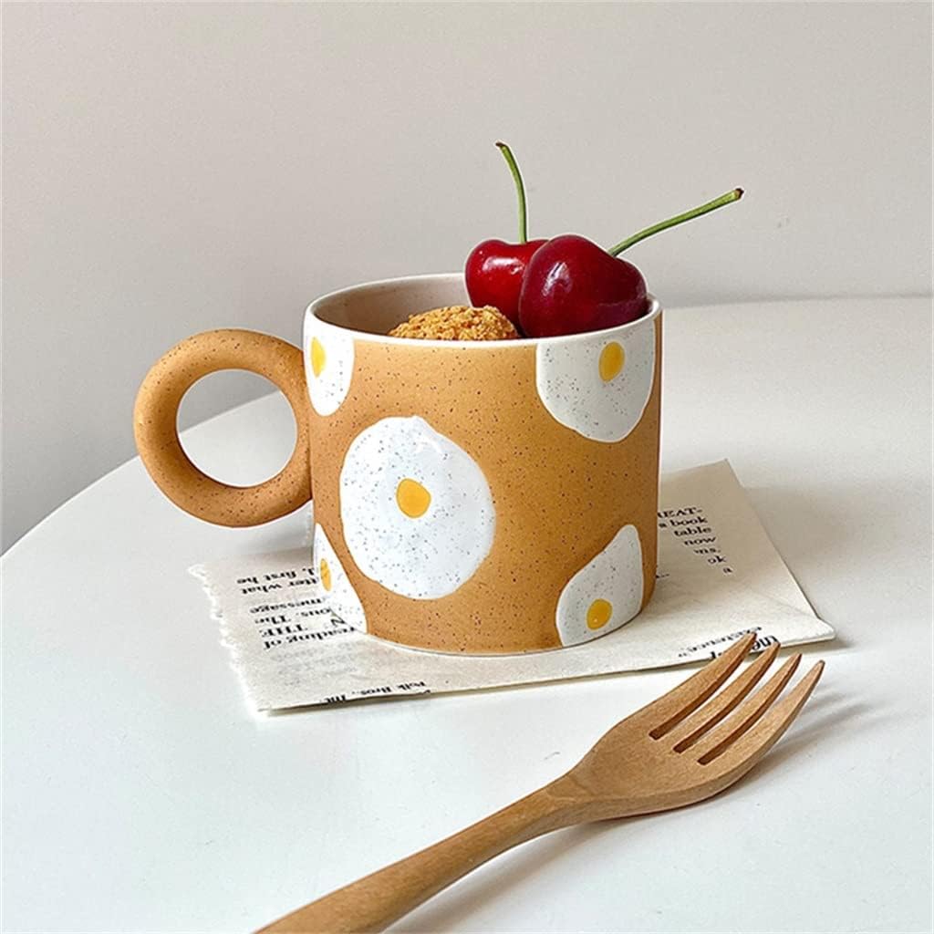 Cute Life Egg Ceramic Coffee Cup Mug Kitchen Breakfast Drinking Milk Tea Couple Gifts(D)